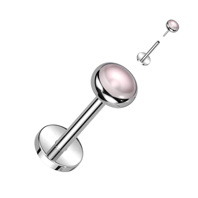 Threadless Titanium Labret With Bezel Set Natural Stone Top