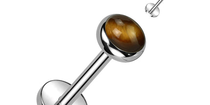 Threadless Titanium Labret With Bezel Set Natural Stone Top