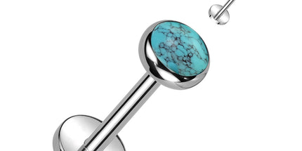 Threadless Titanium Labret With Bezel Set Natural Stone Top