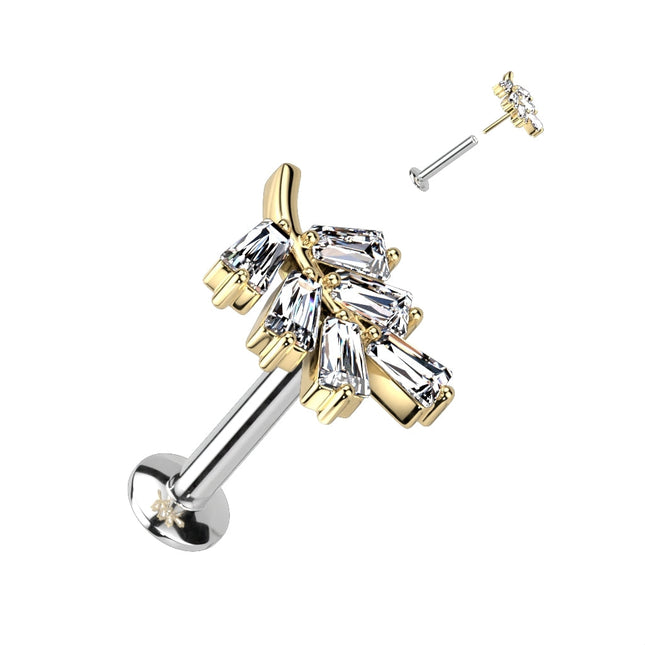 Threadless Titanium Push In Top 316L SS Labret, Convex Back Stud