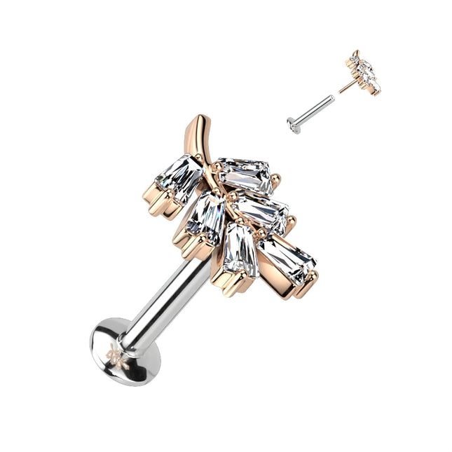 Threadless Titanium Push In Top 316L SS Labret, Convex Back Stud