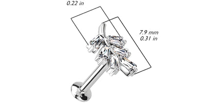 Threadless Titanium Push In Top 316L SS Labret, Convex Back Stud