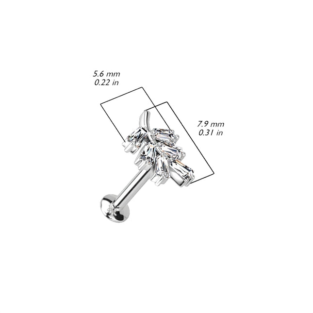 Threadless Titanium Push In Top 316L SS Labret, Convex Back Stud