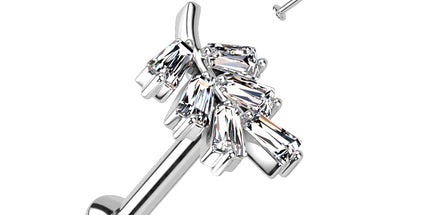 Threadless Titanium Push In Top 316L SS Labret, Convex Back Stud