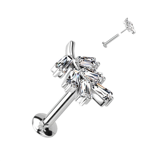 Threadless Titanium Push In Top 316L SS Labret, Convex Back Stud