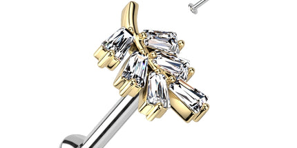 Threadless Titanium Push In Top 316L SS Labret, Convex Back Stud