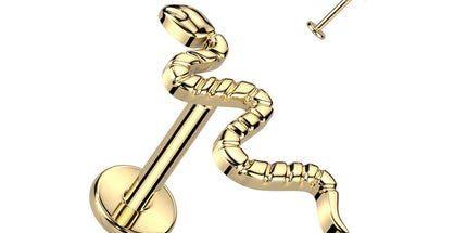 Titanium Internally Threaded Labret With Snake Top