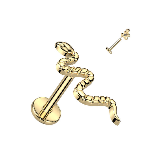 Titanium Internally Threaded Labret With Snake Top