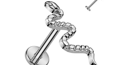 Titanium Internally Threaded Labret With Snake Top