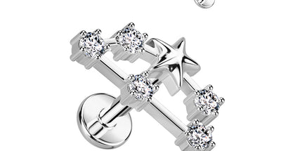 Zodiac Constellation Labret Stud Stainless Steel With Clear Crystal