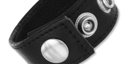 Wide Adjustable Black Leather Cock Ring