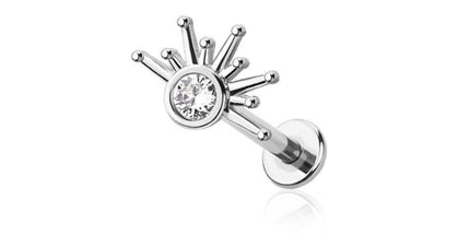 Starburst half with CZ internally threaded 316l surgical steel labret stud set