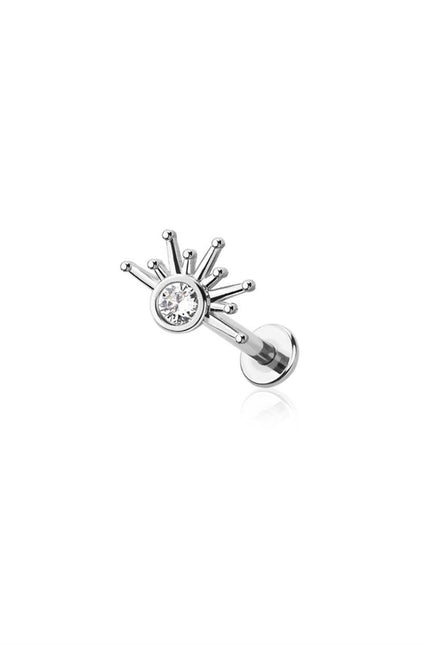 Starburst half with CZ internally threaded 316l surgical steel labret stud set