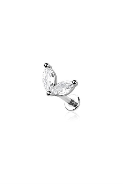 CZ prong double marquise gem top 316l surgical steel labret set