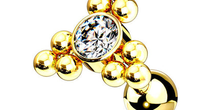 Steel Multi Bead Cluster Jewelled Barbell 02