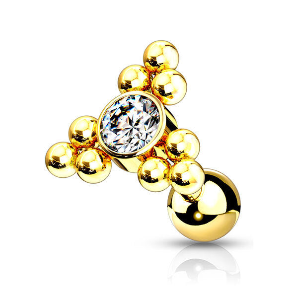 Steel Multi Bead Cluster Jewelled Barbell 02