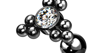Steel Multi Bead Cluster Jewelled Barbell 02
