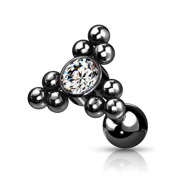 Steel Multi Bead Cluster Jewelled Barbell 02
