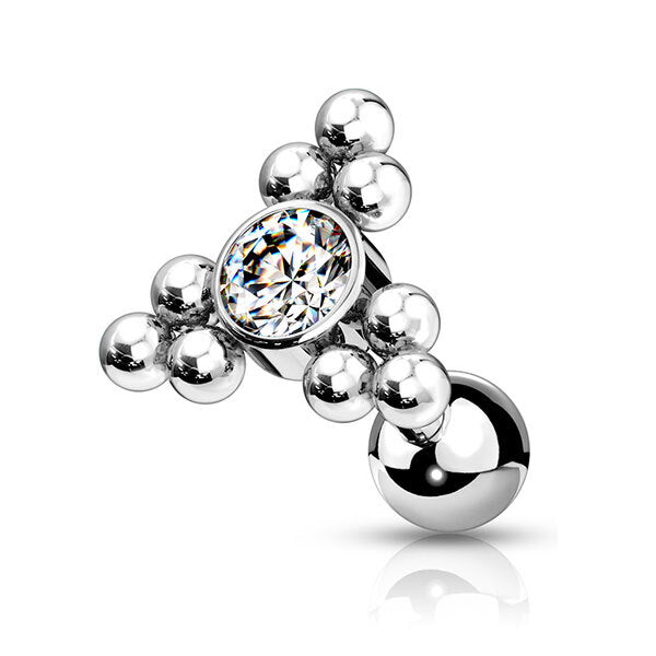 Steel Multi Bead Cluster Jewelled Barbell 02
