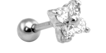Jewelled Quad Flower Helix Barbell