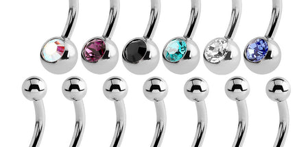 Mini Jewelled Navel Studs Faceted Crystal