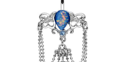 Steel Navel Blue Opal Vintage Chandelier Chain