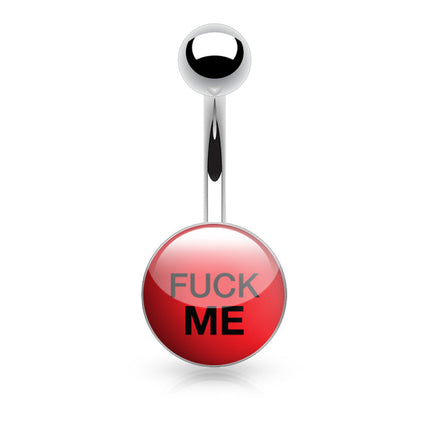 Surgical Stainless Steel Navel Naughty Text Logo