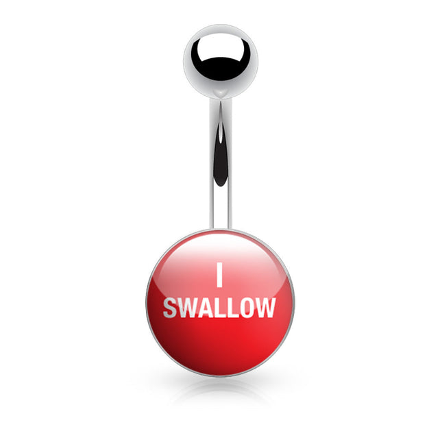 Surgical Stainless Steel Navel Naughty Text Logo