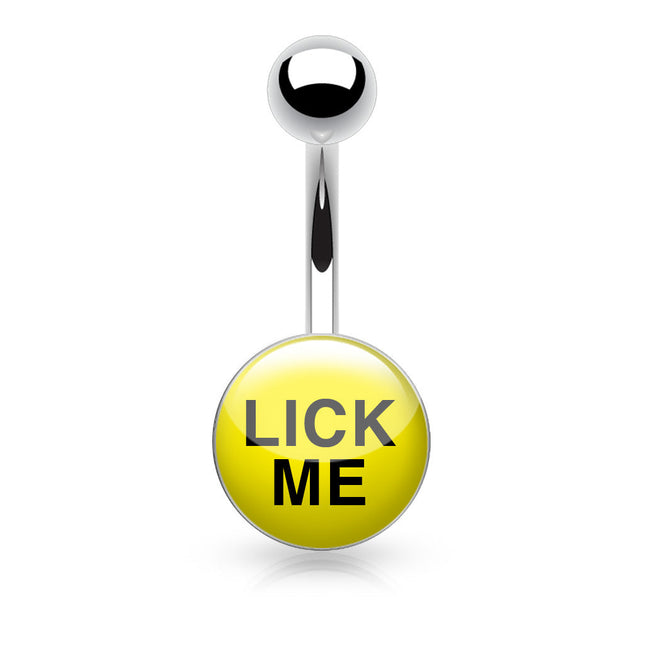 Surgical Stainless Steel Navel Naughty Text Logo