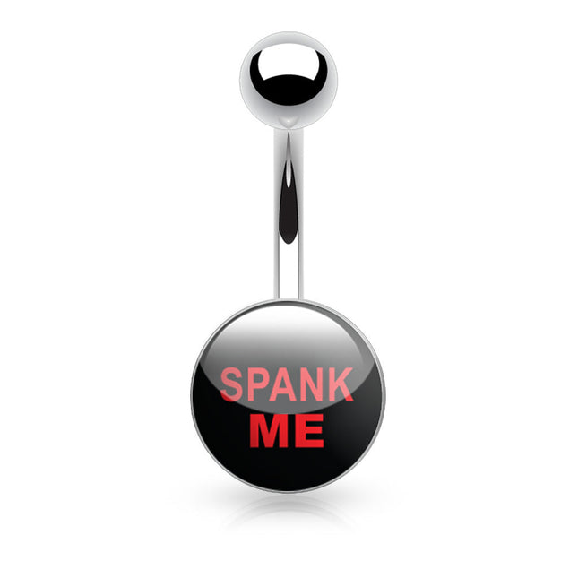 Surgical Stainless Steel Navel Naughty Text Logo