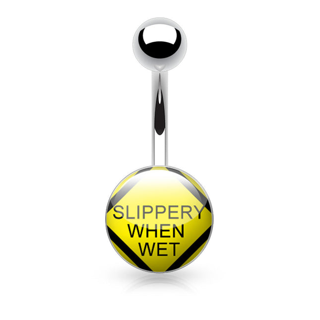 Surgical Stainless Steel Navel Naughty Text Logo