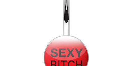 Surgical Stainless Steel Navel Naughty Text Logo