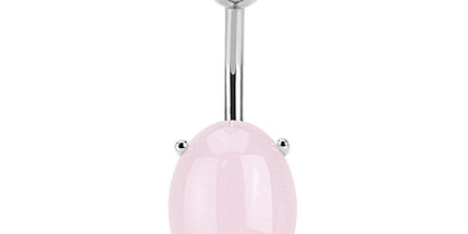 Surgical Stainless Steel Navel Pink Oval Stone