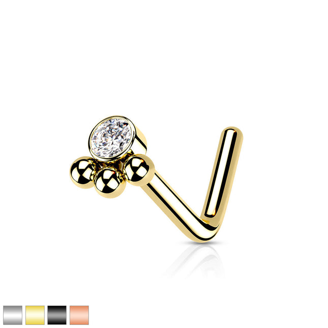 Beaded Ball Cluster Surgical Steel Nose Stud
