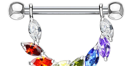 Nipple Barbell Rainbow Leaves