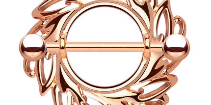 Nipple Shield Ring Leaves Tribal Pattern