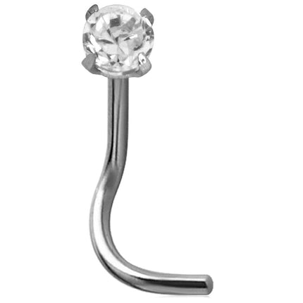 Steel Basicline Large Crystal Setting Nose Stud