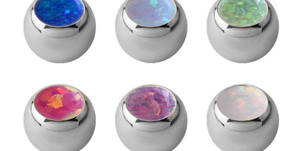 Surgical Steel Jewelled Ball with Synthetic Opal