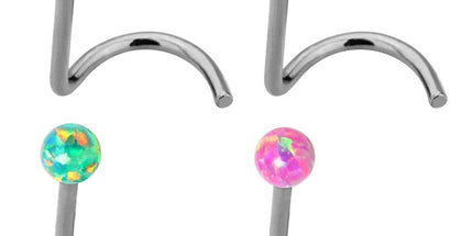 Surgical Steel Synthetic Opal Ball Nose Stud
