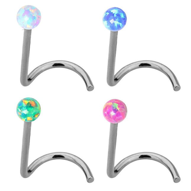 Surgical Steel Synthetic Opal Ball Nose Stud