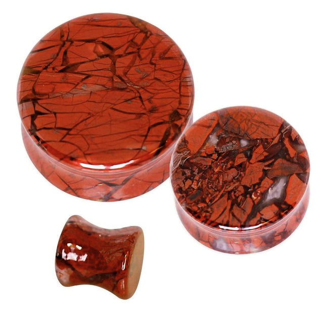 Natural Red Brecciated Jasper Saddle Plug