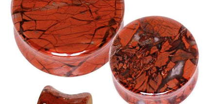 Natural Red Brecciated Jasper Saddle Plug