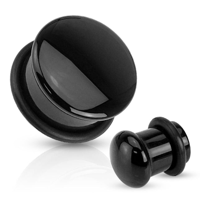 Black Agate Single Flared Plug