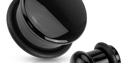 Black Agate Single Flared Plug