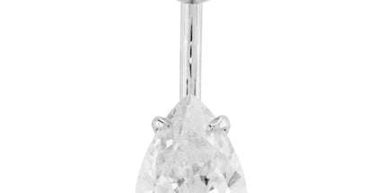 Steel Prong Set Pear Jewelled Navel
