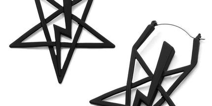 Black Lightning Bolt Star Plug Hoop Earring