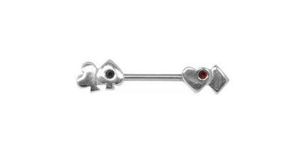 Steel Basicline Card Suit Nipple Barbell