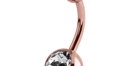 PVD Rose Gold Double Jewelled Navel Banana