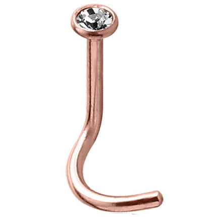 PVD Rose Gold Ponytail Jewelled Nose Stud
