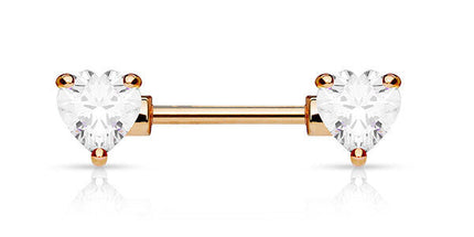 Rose Gold PVD Jewelled Heart Nipple Bar